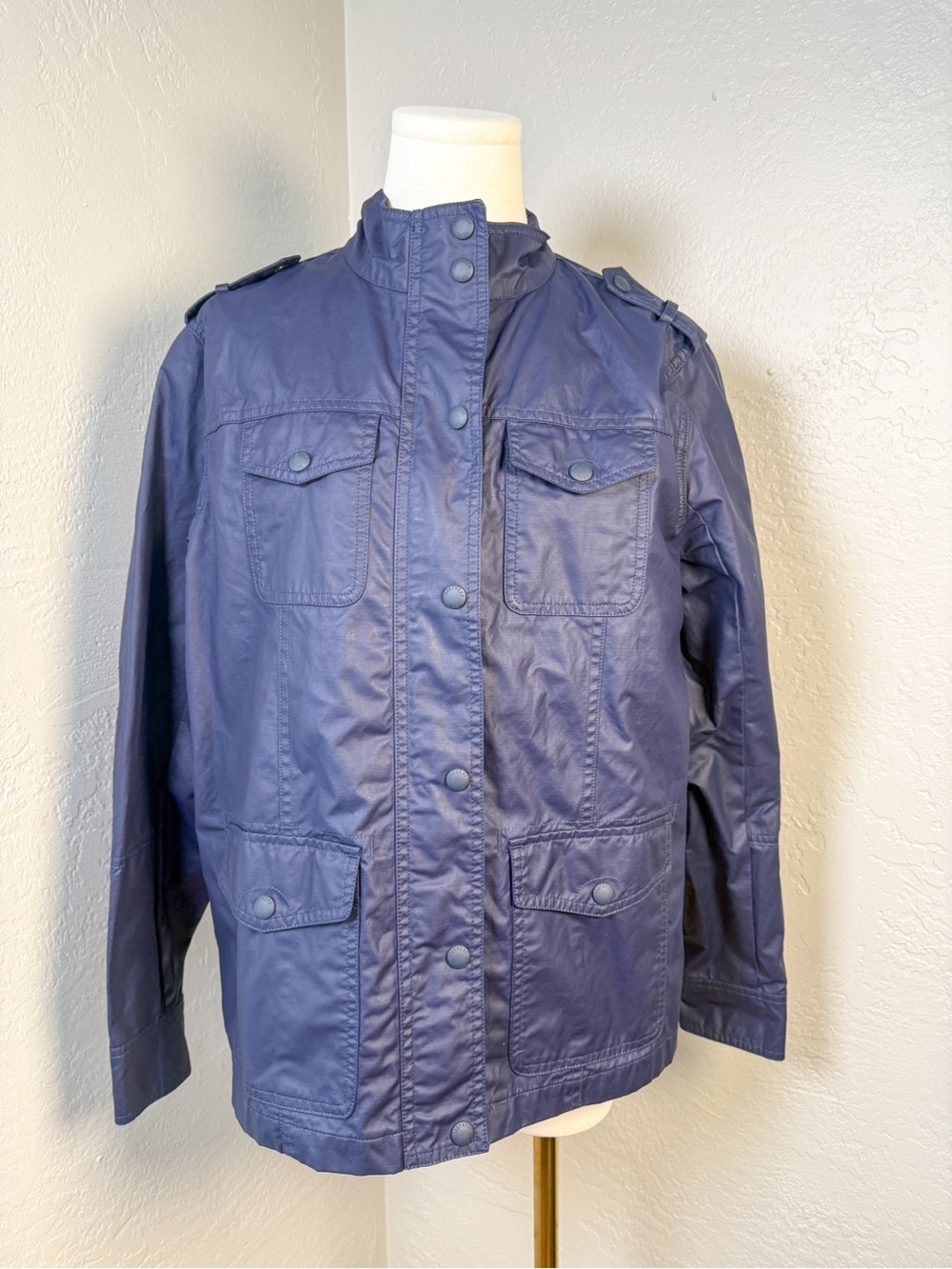 Southern Tide Utility Navy Zipper Snap Front Lightweight Field Jacket Size S